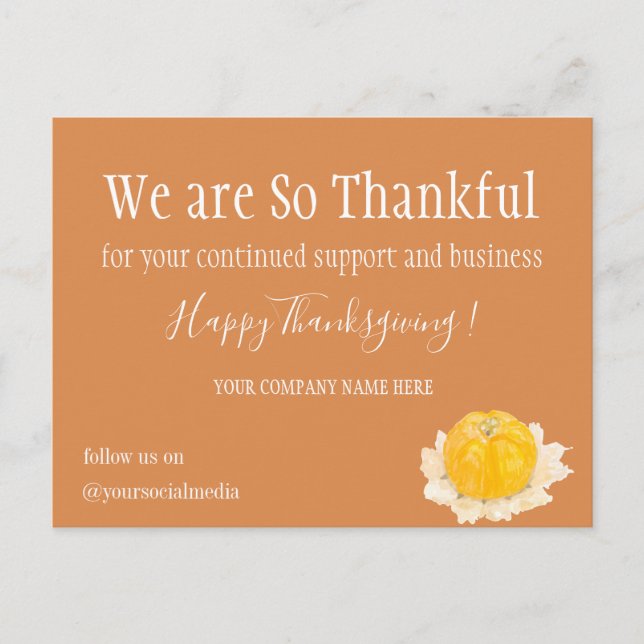 Minimal Corporate Happy Thanksgiving   Holiday Postcard (Front)