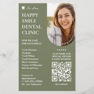 Minimal Cosmetic Dentist Dental Sage Green Flyer