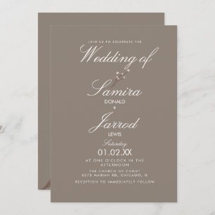 Minimal Cotton Plant Earthy Wedding Invitation