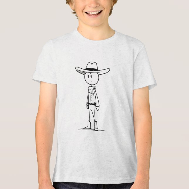 minimal cowboy police line art t-shirt Tri-Blend shirt (Front)