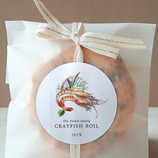 Minimal Crawfish Boil Classic Round Sticker (Creator Uploaded)