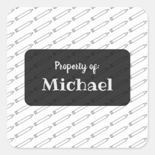 Minimal Crayon Pattern Personalised Square Sticker