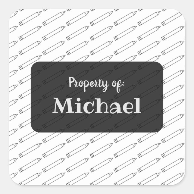 Minimal Crayon Pattern Personalised Square Sticker (Front)