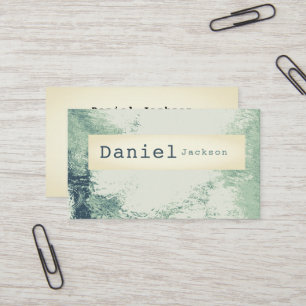 Minimal Cream Green Water Ripples Rain Typewriter Business Card