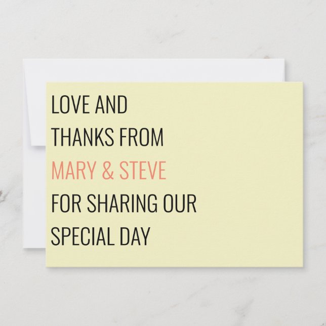 Minimal Cream Simple Big and Bold Wedding Thank You Card (Front)