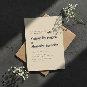 Minimal Cream Typography Wedding Invitation