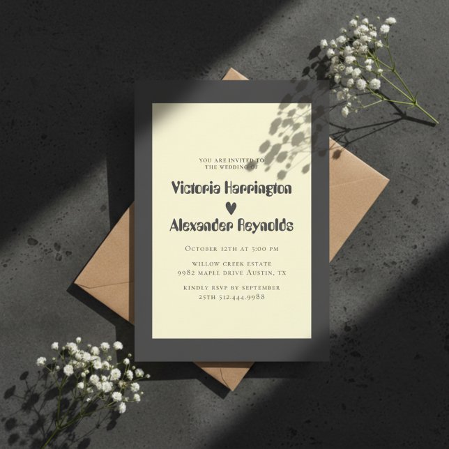 Minimal Cream Typography Wedding Invitation (Modern wedding invitation design with elegant typography and a clean, timeless romantic layout.)