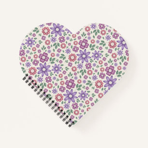 minimal cream whimsical floral pattern notebook