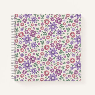 minimal cream whimsical floral pattern notebook