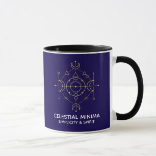 Minimal Crescent Moon & Sun Line Art   Boho Style Mug