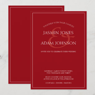 Minimal Crimson Red Script Wedding Invitation