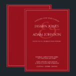 Minimal Crimson Red Script Wedding Invitation<br><div class="desc">Minimal Crimson Red Script Typography Wedding Invitation. Stylishly impress your wedding guests with this trendy crimson red wedding invitation featuring a beautiful white script on a crimson red background. This Invitation has a stunning red design, with modern and minimal vibes, perfect for your simple, trendy, minimalist wedding. The minimal and...</div>