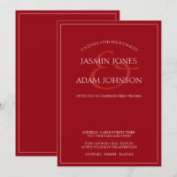 Minimal Crimson Red Script Wedding Invitation