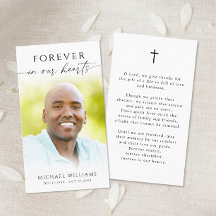 Minimal Cross Photo  Funeral Memorial Prayer Card