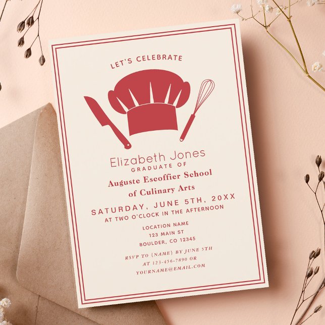 Minimal Culinary School Graduation Party Invitation (Creator Uploaded)