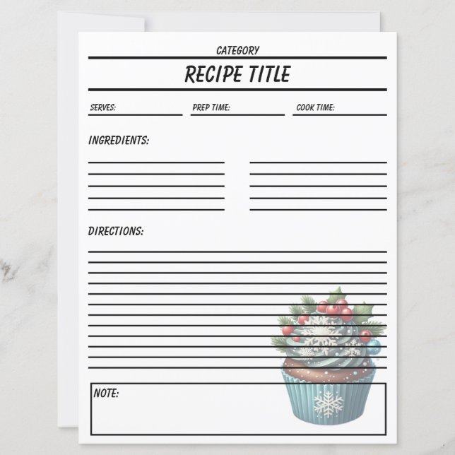 Minimal Cupcake Recipe Book Template (Front)