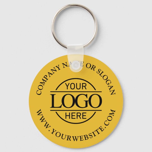 Minimal Custom Busines Logo Promotional Yellow Key Ring (Front)