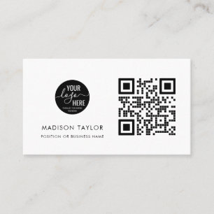 Minimal Custom Company Logo QR Code Basic Business Card