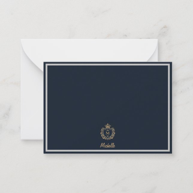 Minimal Custom Monogram Name Royal Crest Emblem    Card (Front)