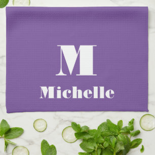 MInimal Custom Name Initial Solid Colour Tea Towel