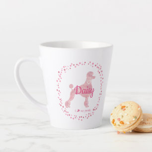 Minimal Custom Pastel Pink Poodle Silhouette Latte Mug