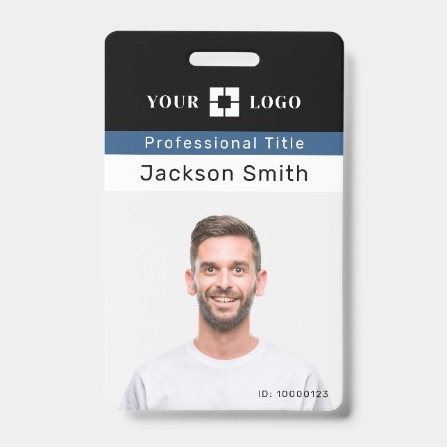 Minimal custom photo and name employee badge ID badge (Front)