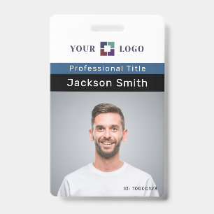 Minimal custom photo and name employee badge ID badge