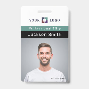Minimal custom photo and name employee badge ID badge
