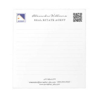 Minimal Custom Realtor Logo QR Code Lined Business Notepad