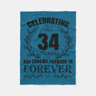 Minimal Cute 34th Wedding Anniversary For Fleece Blanket
