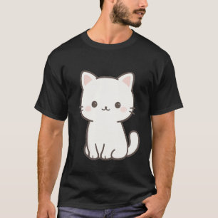 Minimal Cute Cat Line Art – Simple Kawaii Cat Desi T-Shirt