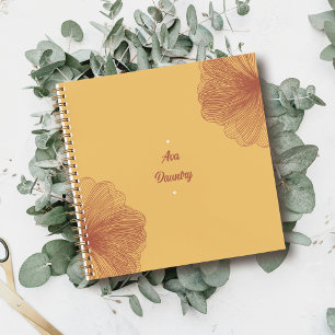 Minimal Cute Chic Elegant Floral Mustard Yellow Notebook
