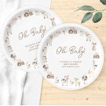 Minimal Cute Farm Animals Barnyard Baby Shower Paper Plate<br><div class="desc">Welcome to our Heart warming Minimal Cute Farm Animals Barnyard Baby Shower Paper Plates, where love grows alongside the crops and the gentle sounds of the barnyard echo through the fields. This enchanting invitation captures the essence of rustic charm and timeless joy, featuring adorable farm animals painted in soft watercolors...</div>