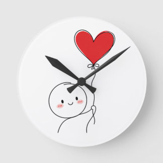 Minimal Cute Love Doodle Round Clock