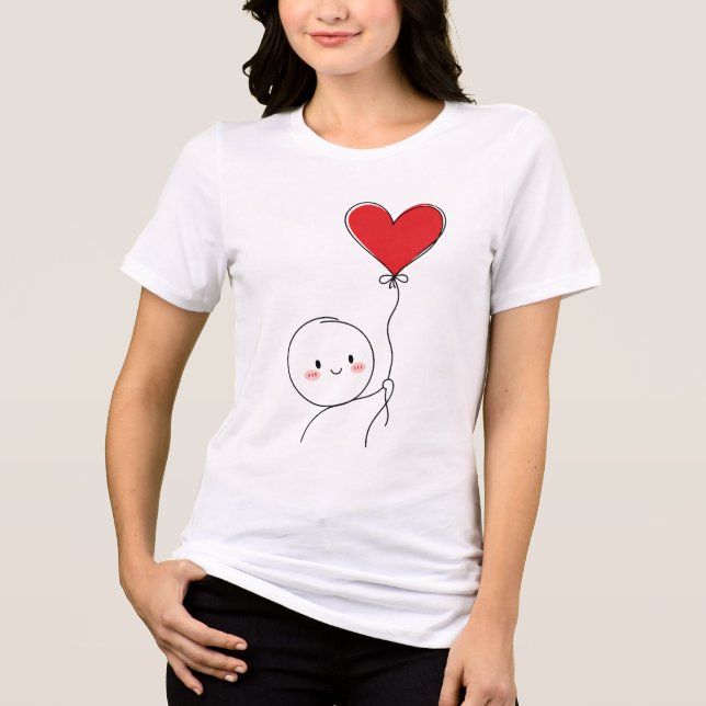 Minimal Cute Love Doodle Tri-Blend Shirt (Front)