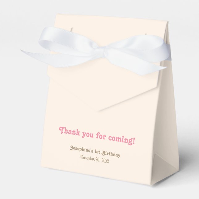 Minimal Cute Pink Bow Birthday Thank You Favour Box (Front Side)