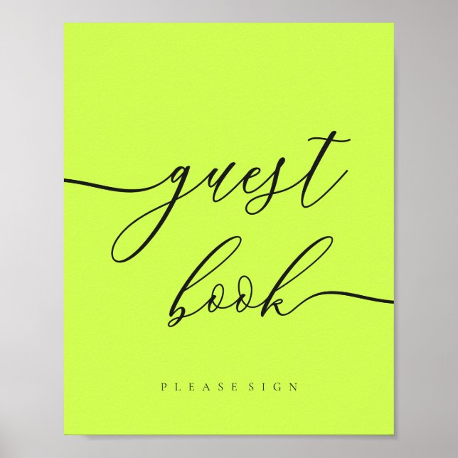 Minimal Cyber Lime Jet Black  Celebration Guest Poster (Front)