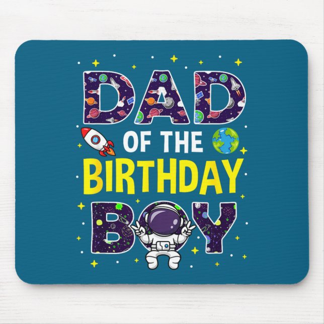 Minimal Dad Birthday Boy Space Astronaut Mouse Pad (Front)