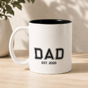 Minimal Dad Established Year New Father Gift Two-Tone Coffee Mug