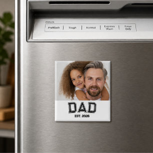 Minimal Dad Established Year New Father photo Gift Magnet