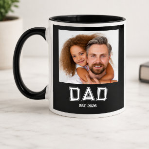 Minimal Dad Established Year New Father Photo Mug