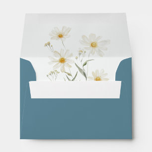 Minimal Daisy Floral Liner Wedding Envelope