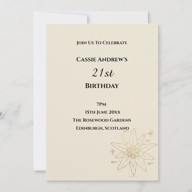 Minimal Daisy Milestone Birthday Invitation (Front)