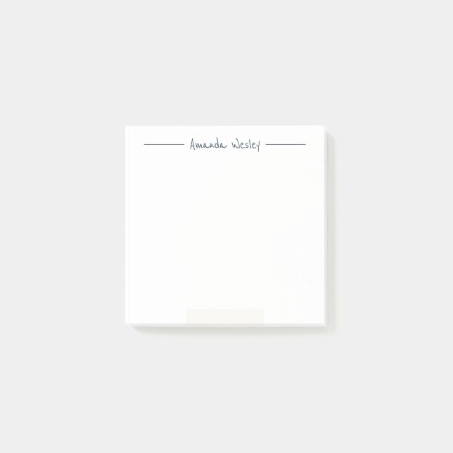 Minimal Dark Blue Monogram Full Name Post-it Notes (Front)