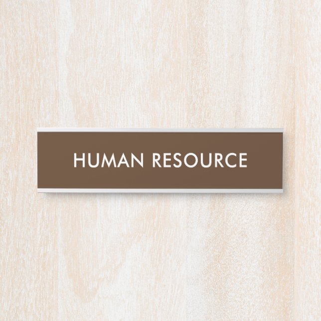 Minimal Dark Brown Room Department Name Door Sign (Front)