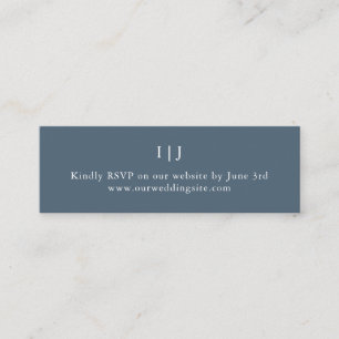 Minimal Dark Dusty Blue Mini Wedding Website Business Card