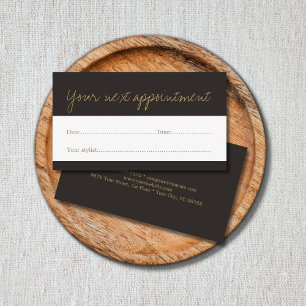 Minimal Dark Faux Gold Beauty Appointment Card
