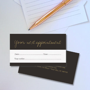 Minimal Dark Faux Gold Beauty Appointment Card