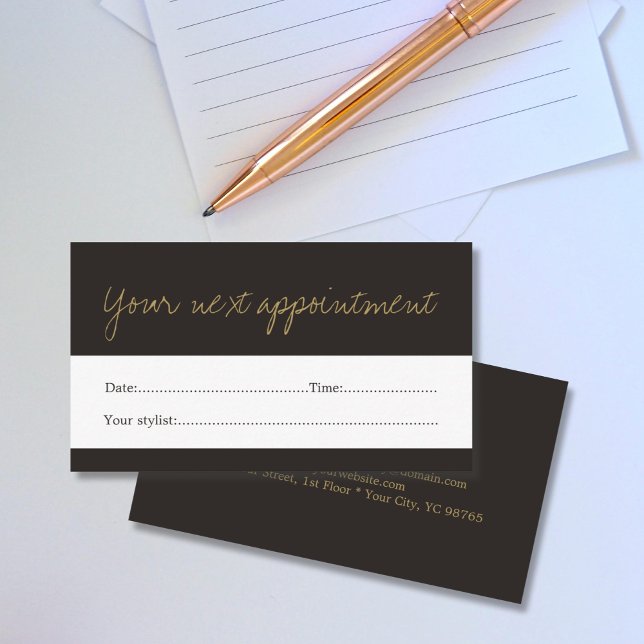 Minimal Dark Faux Gold Beauty Appointment Card (Creator Uploaded)
