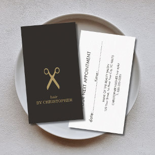 Minimal Dark Faux Gold Hair Stylist Appointment Card